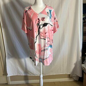 Chic Abstract Pink and White Women's Blouse